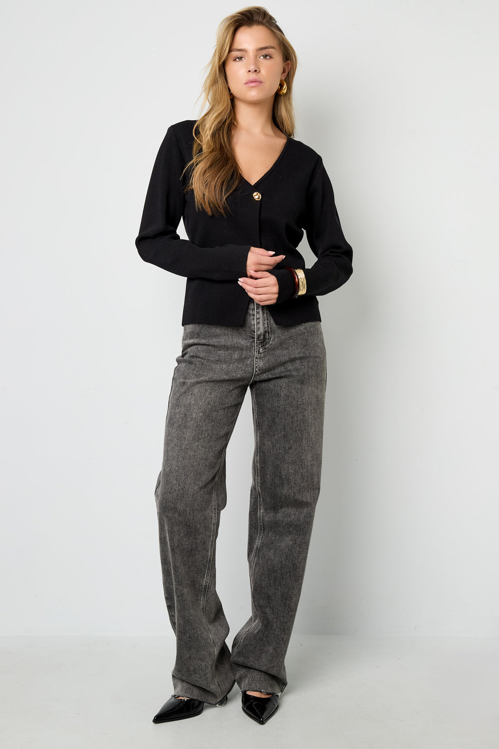 Viskose Strick Damen Cardigan Casual Einfarbig Herbst/Winter