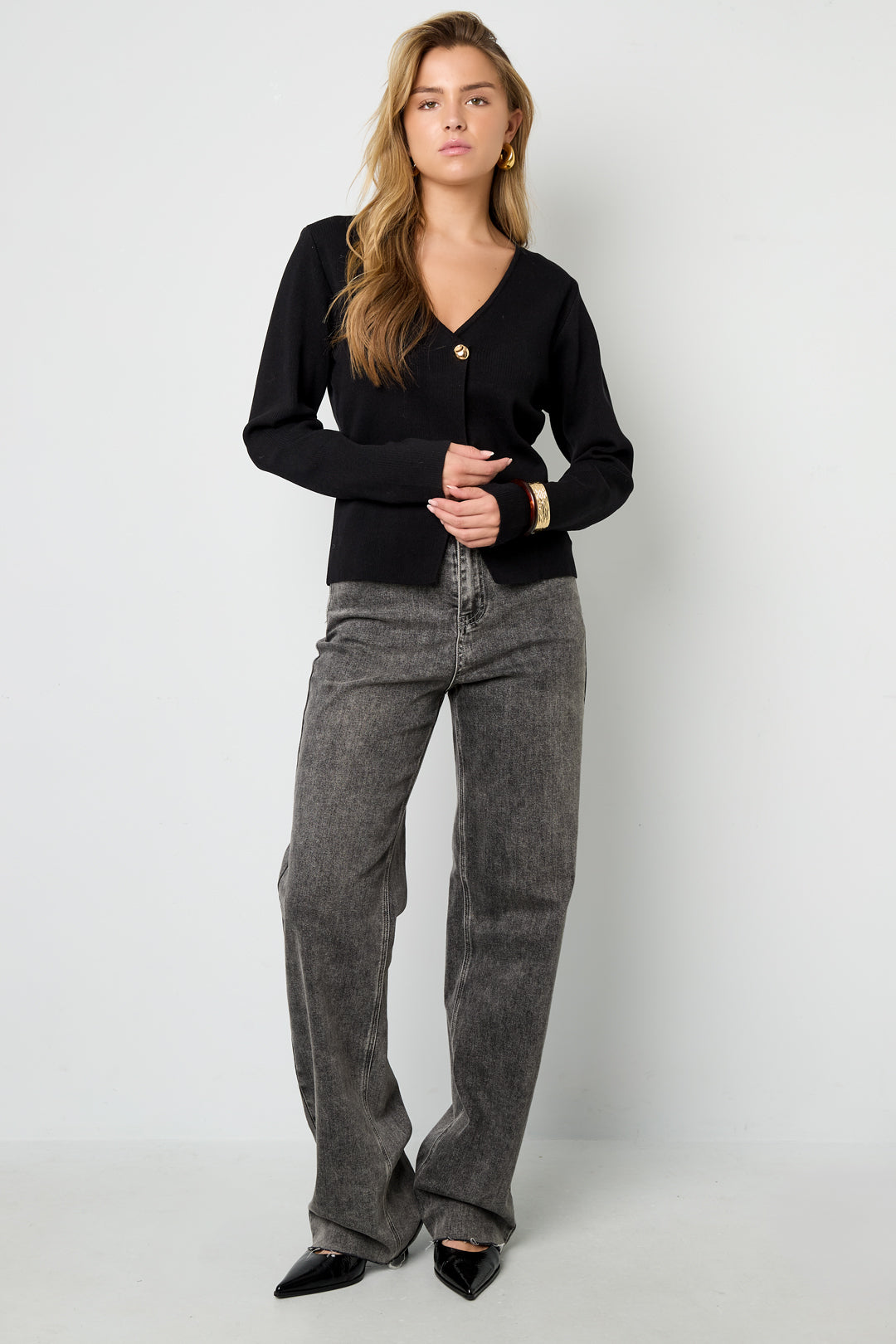 Viskose Strick Damen Cardigan Casual Einfarbig Herbst/Winter