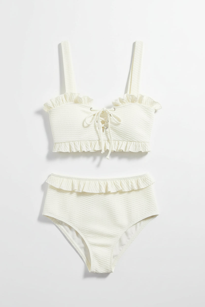 Bikini mit hoher Taille in weiß