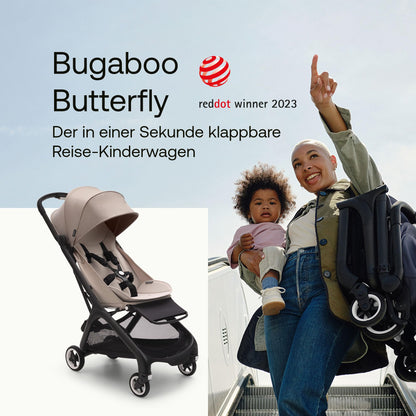 Bugaboo Butterfly ultrakompakter Reise-Kinderwagen, klein & leicht, einhändig faltbar und einfach zu lenken, ergonomischer City-Buggy für Babys ab 6 Monaten, mit viel Stauraum