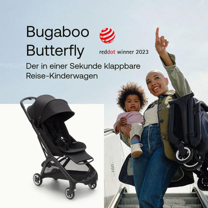 Bugaboo Butterfly ultrakompakter Reise-Kinderwagen, klein & leicht, einhändig faltbar und einfach zu lenken, ergonomischer City-Buggy für Babys ab 6 Monaten, mit viel Stauraum