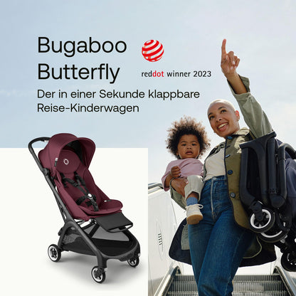 Bugaboo Butterfly ultrakompakter Reise-Kinderwagen, klein & leicht, einhändig faltbar und einfach zu lenken, ergonomischer City-Buggy für Babys ab 6 Monaten, mit viel Stauraum