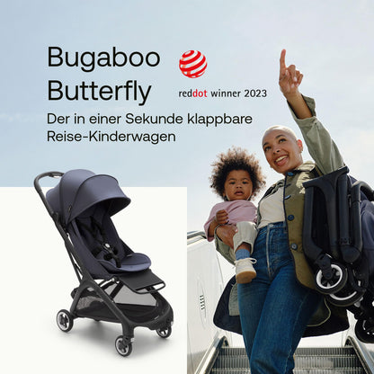 Bugaboo Butterfly ultrakompakter Reise-Kinderwagen, klein & leicht, einhändig faltbar und einfach zu lenken, ergonomischer City-Buggy für Babys ab 6 Monaten, mit viel Stauraum
