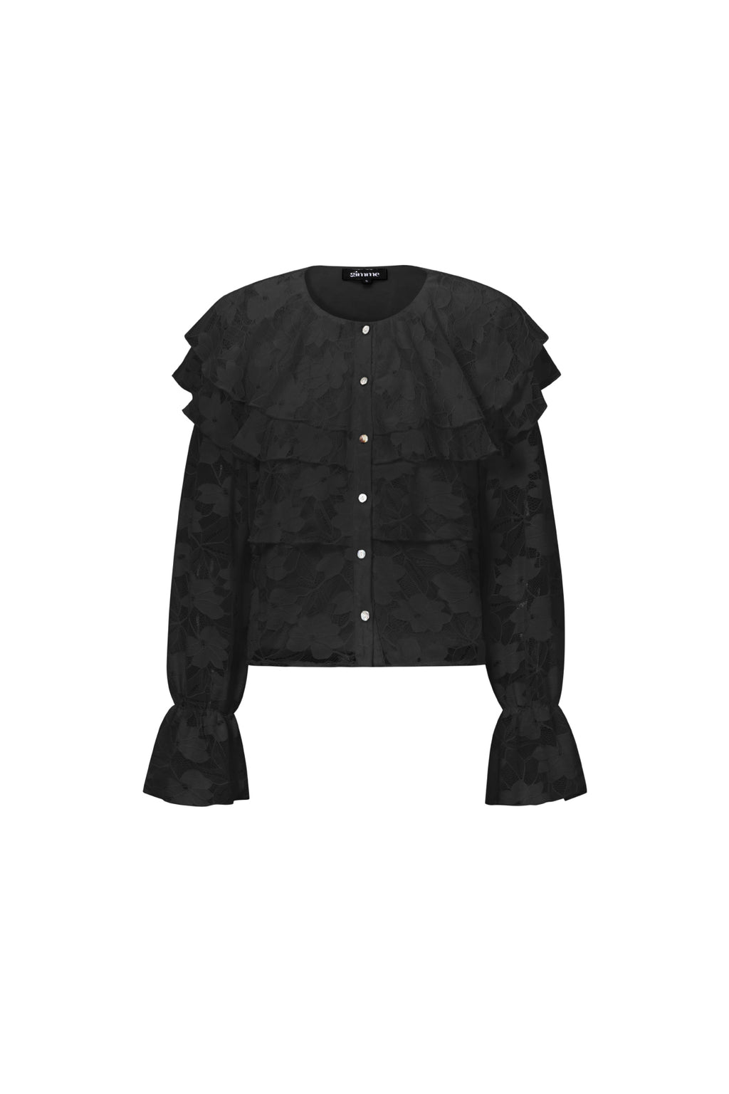 Gewebte Polyesterfaser Damen-Bluse Elegantes Blumenmuster Spitzenpaneel