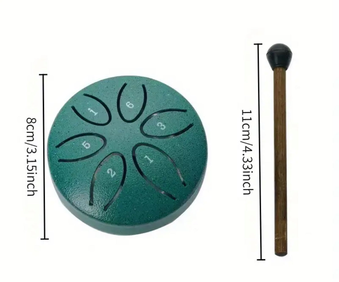 🌿 6-Ton Steel Tongue Drum – Mini Handpan aus Stahl in Grün