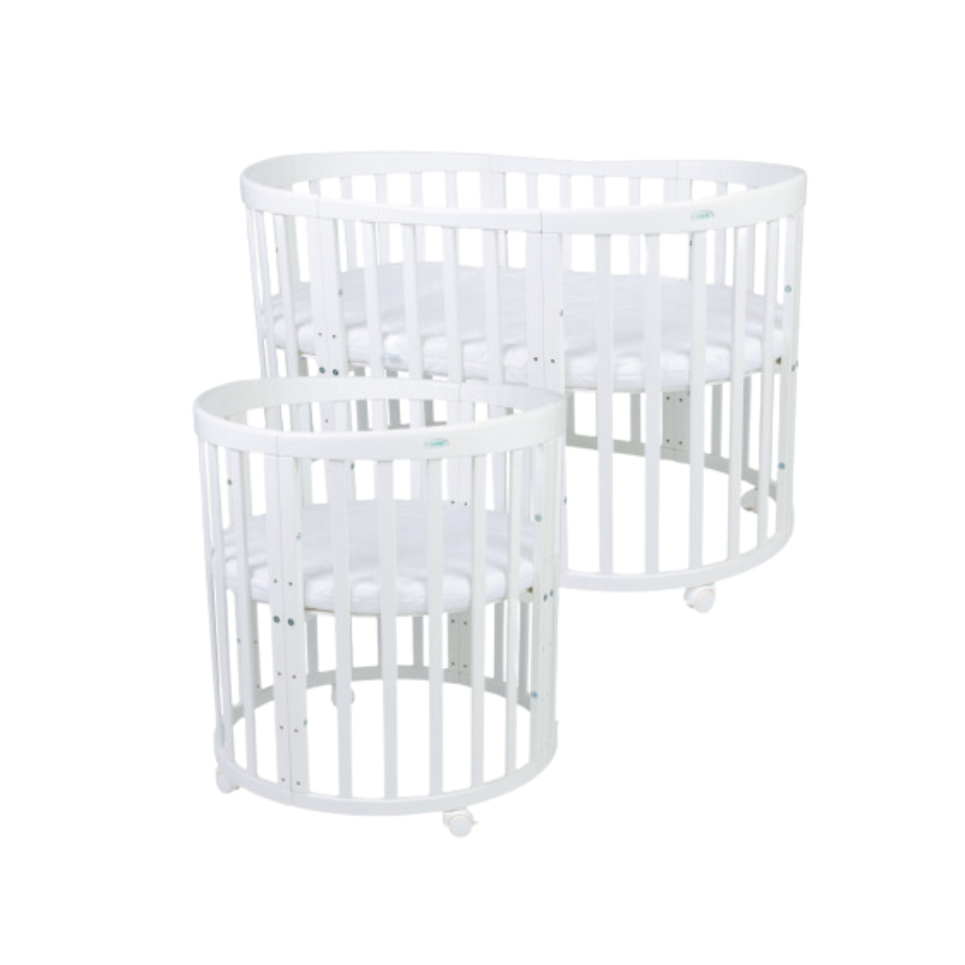 Babybett 7-in-1 – Ein Bett für viele Jahre - mitwachsend | Ovale Form