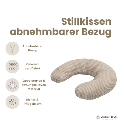Stillkissen U-Form Cord mit abnehmbarem Bezug - ergonomisches Mondstillkissen