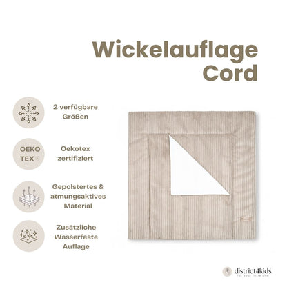 Wickelauflage Cord mit Unterlage – natürlich & kuschelig für dein Baby