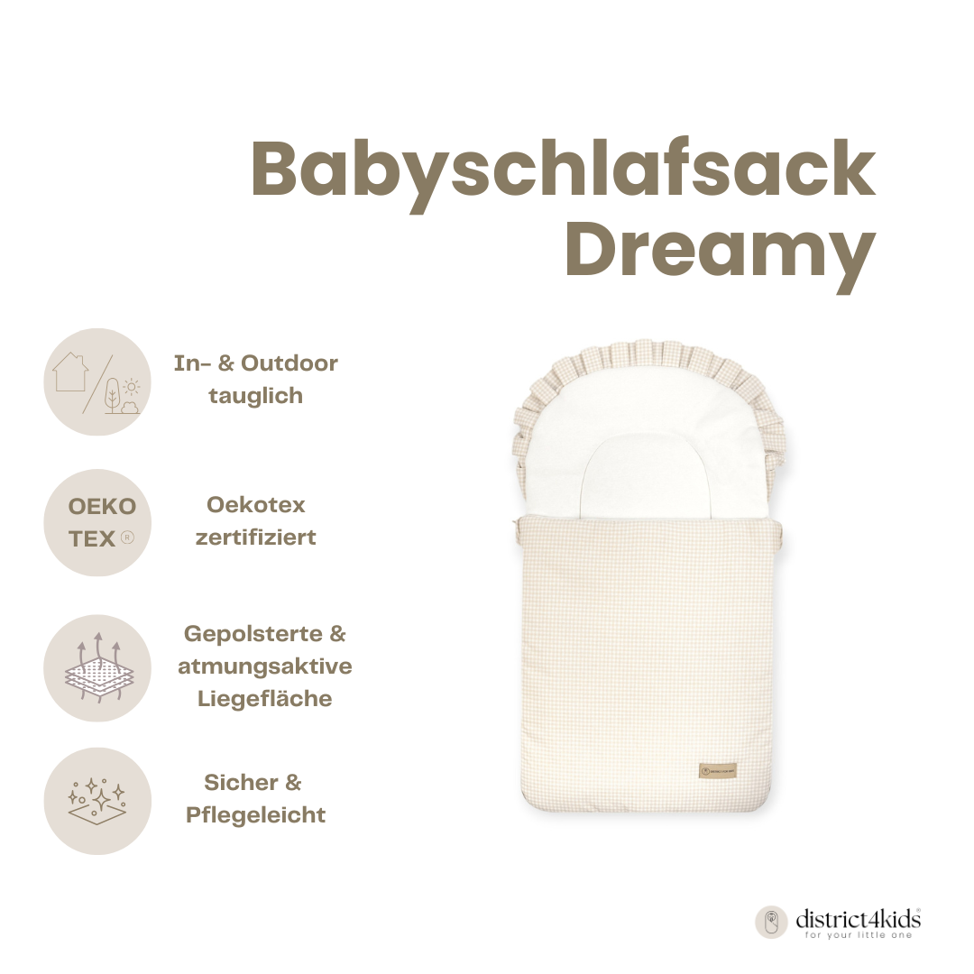 Babyschlafsack Dreamy Baumwolle kariert – Stylischer Ganzjahresschlafsack
