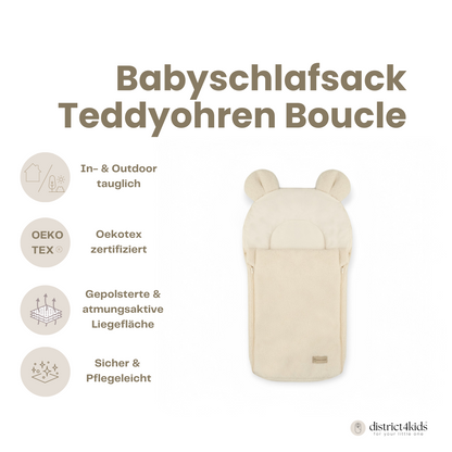 Babyschlafsack Teddyohren Teddy Bouclé - kuscheliger Ganzjahresschlafsack