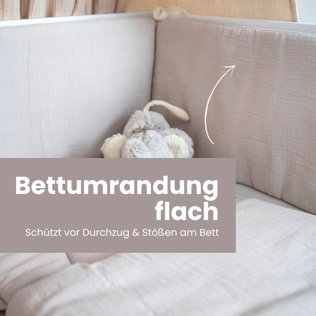 Bettumrandung Musselin für Babybett & Beistellbett – Weich, Sicher & Handgefertigt