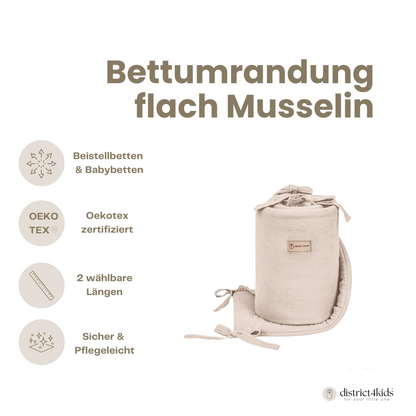 Bettumrandung Musselin für Babybett & Beistellbett – Weich, Sicher & Handgefertigt