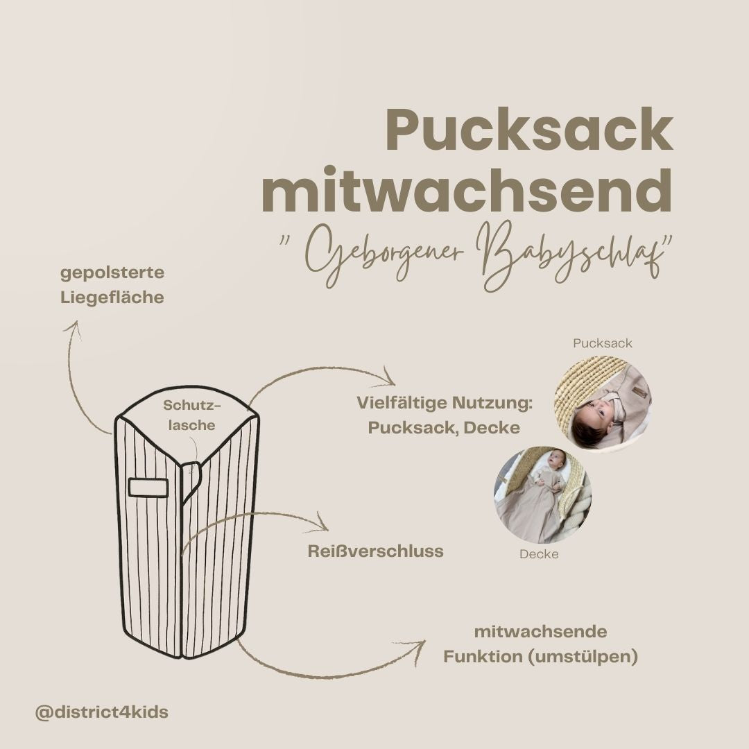 Pucksack Cord mitwachsend - Wärmender Ganzjahres Babyschlafsack