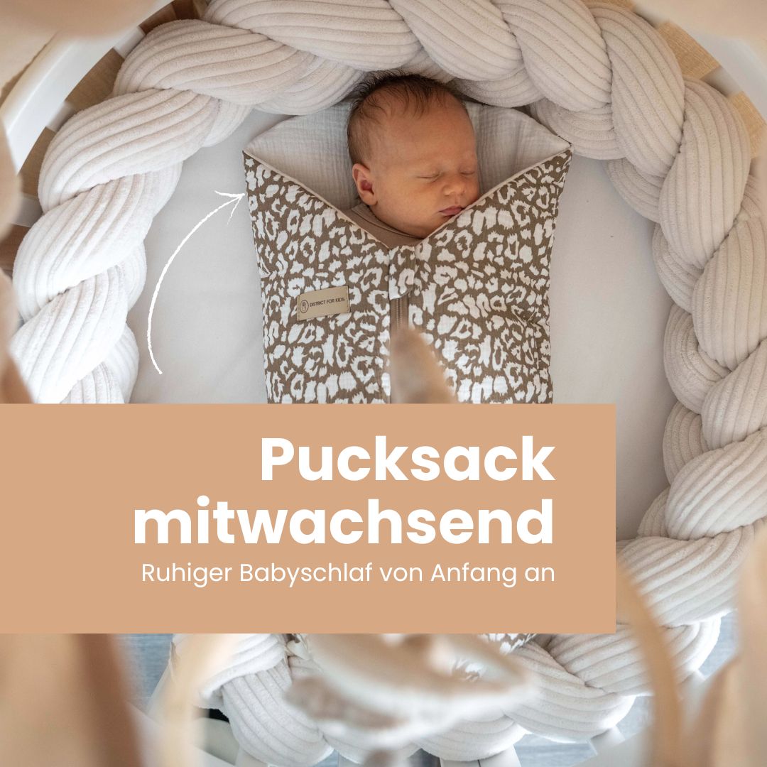 Pucksack Musselin Leopard mitwachsend - Ganzjahres Babyschlafsack