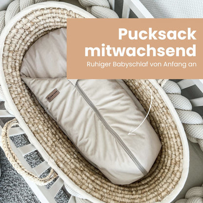 Pucksack Velours mitwachsend –  Ganzjahres Babyschlafsack & Einschlafhilfe
