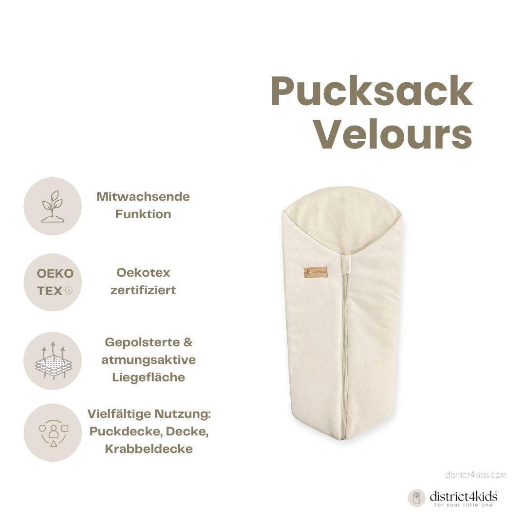 Pucksack Velours mitwachsend –  Ganzjahres Babyschlafsack & Einschlafhilfe