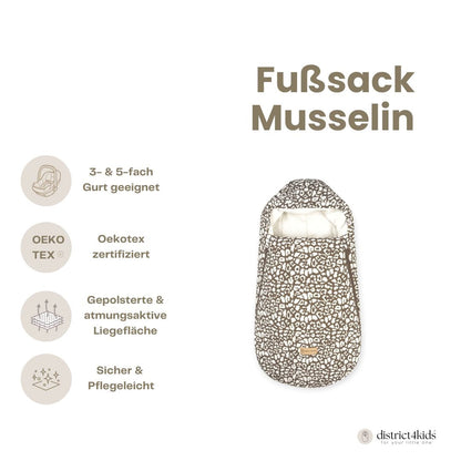 Winterfußsack Musselin Leopard für Kinderwagen Autoschale