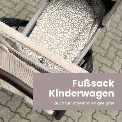 Winterfußsack Musselin Leopard für Kinderwagen Autoschale