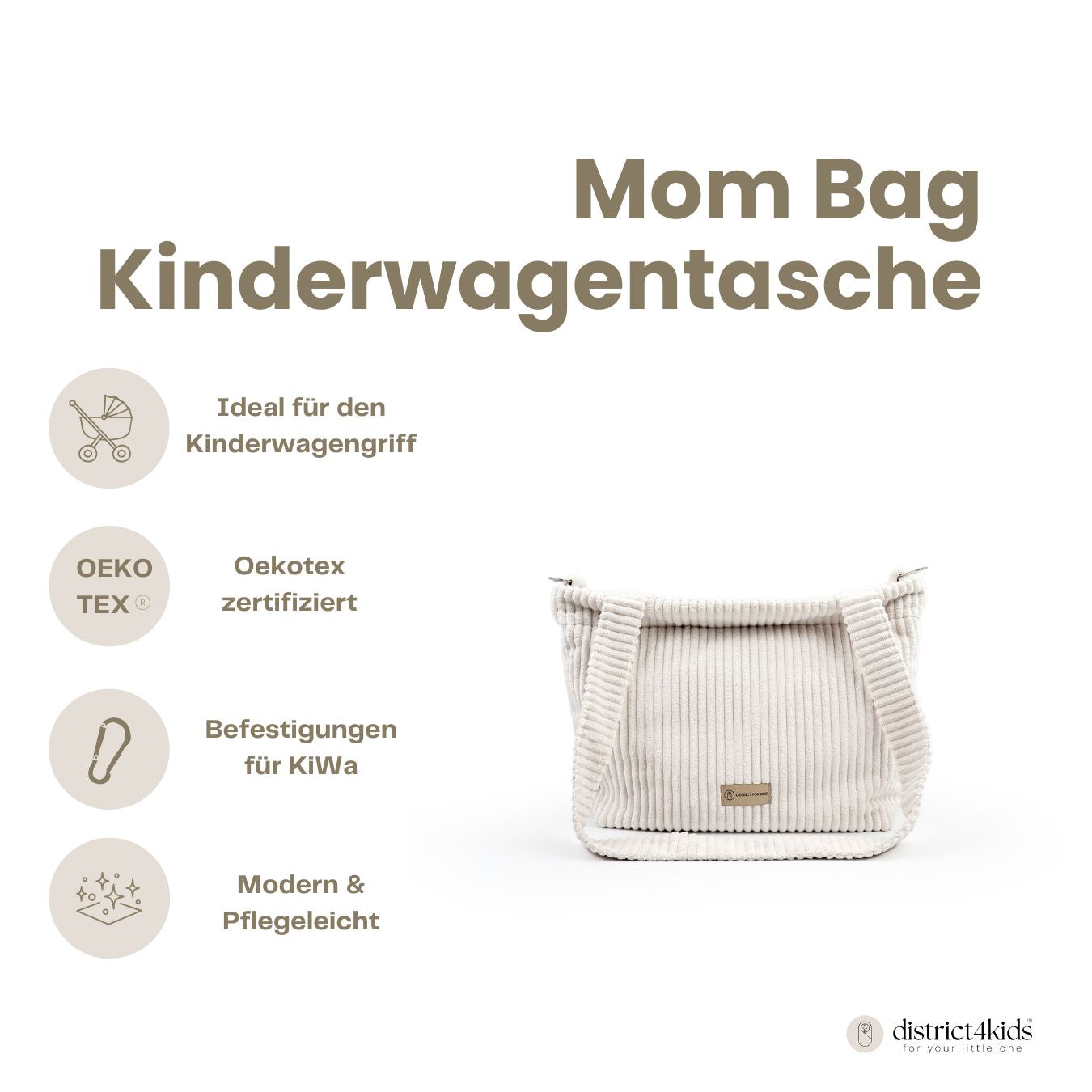 Wickeltasche Cord für den Kinderwagen - Mom bag