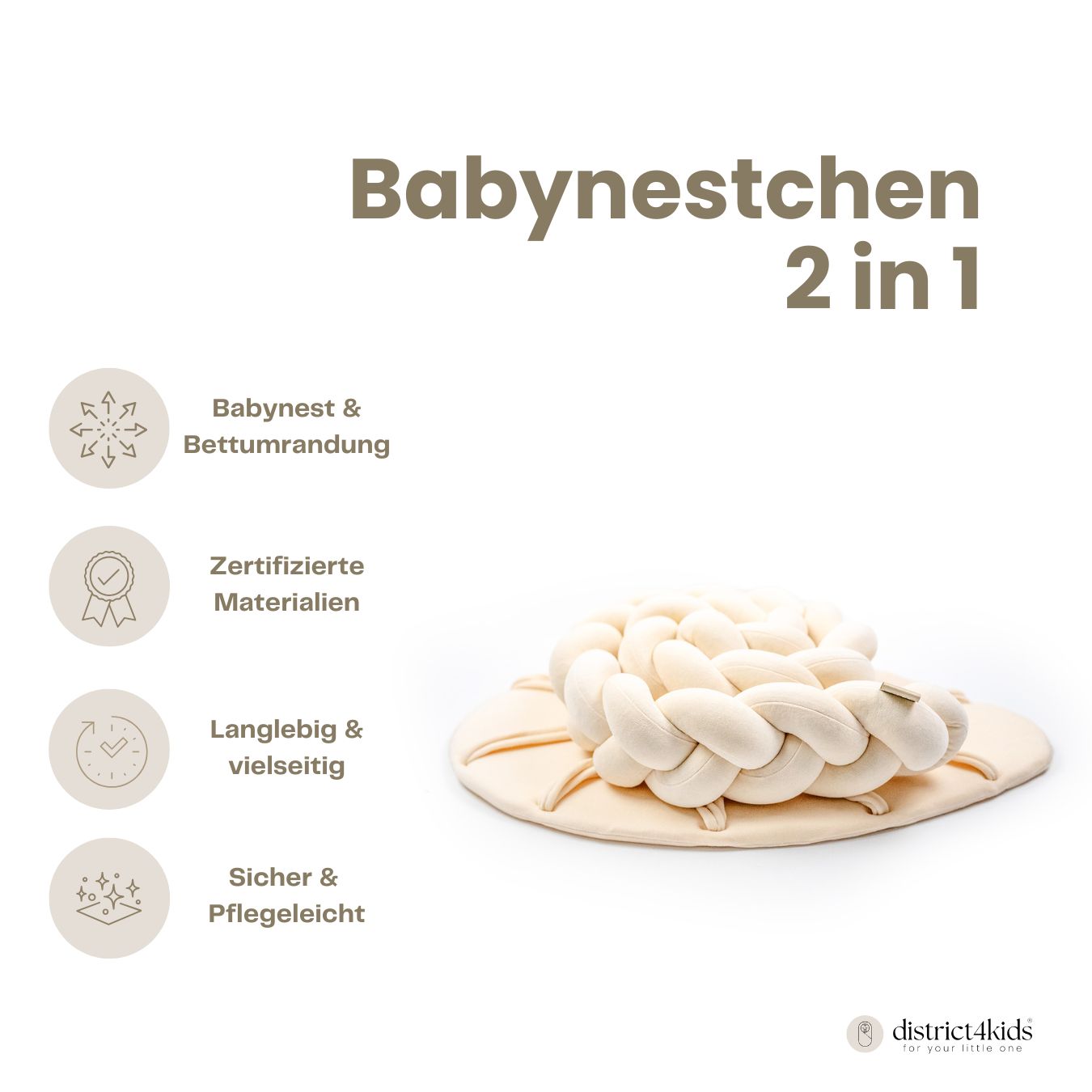 Babynestchen 2-in-1 – Kuscheliger Baby-Kokon & Bettumrandung