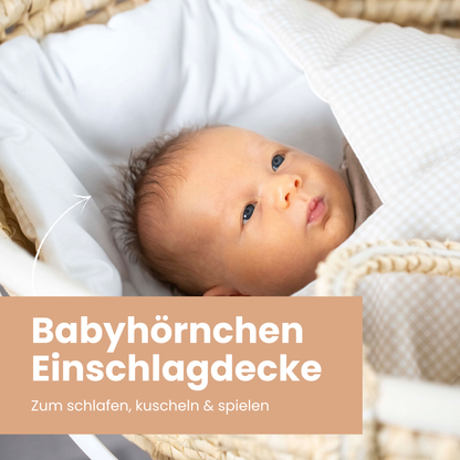 Babyhörnchen Baumwolle kariert – Puckdecke & Einschlagdecke