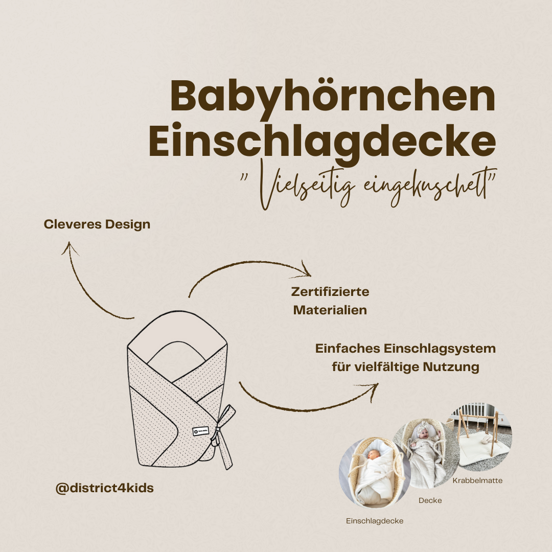 Babyhörnchen Baumwolle kariert – Puckdecke & Einschlagdecke