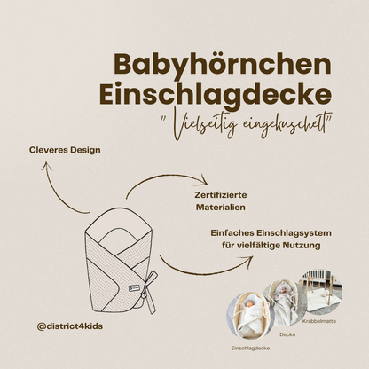 Babyhörnchen Baumwolle kariert – Puckdecke & Einschlagdecke