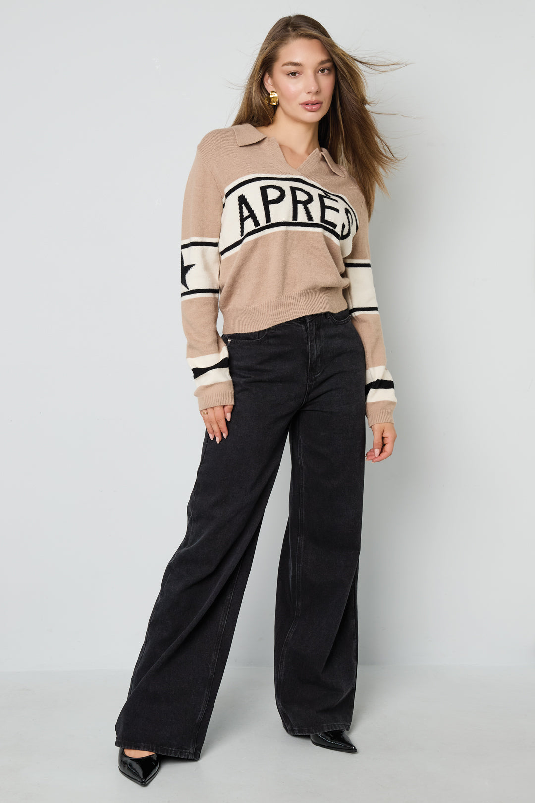 Gestrickte Polyesterfaser Damen Strickpullover Casual Letters