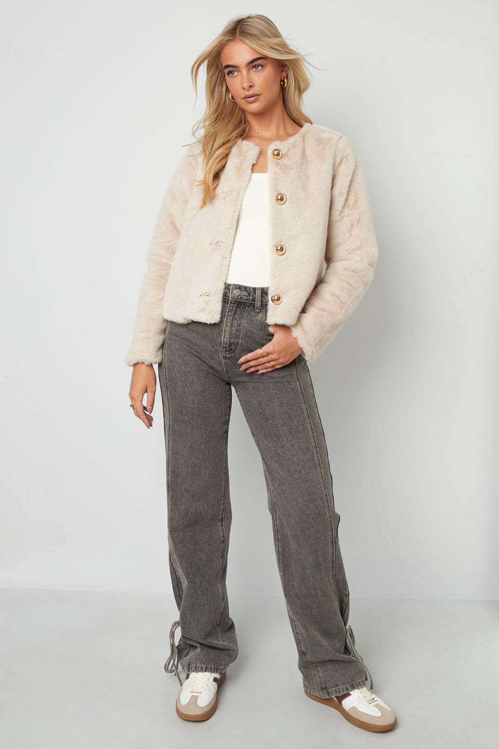 Woven Polyester Fiber Damenjacke Elegant Solid Color Fall/Winter