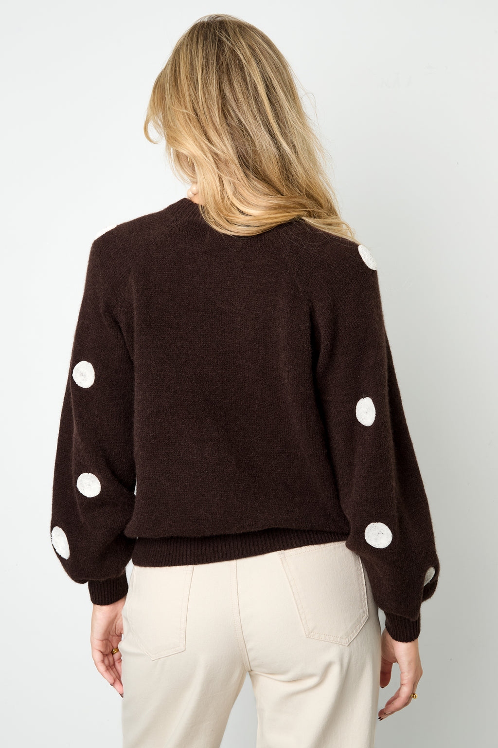 Gestrickte Polyesterfaser Damen Strickpullover Casual Punkte