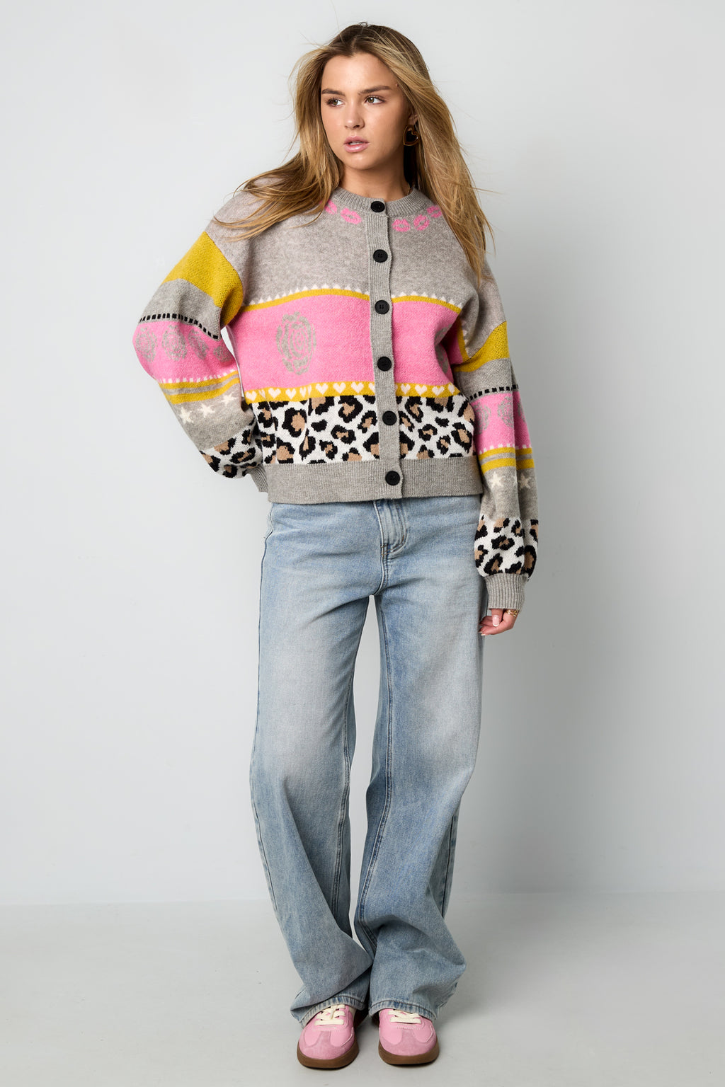 Gestrickte Polyesterfaser Damen Cardigan Casual Blumenmuster