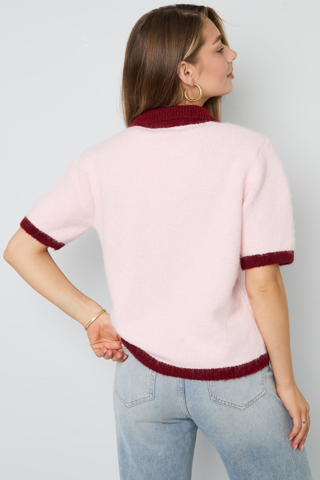 Gestrickte Polyesterfaser Damen Strickjacke Casual Farbkontrast