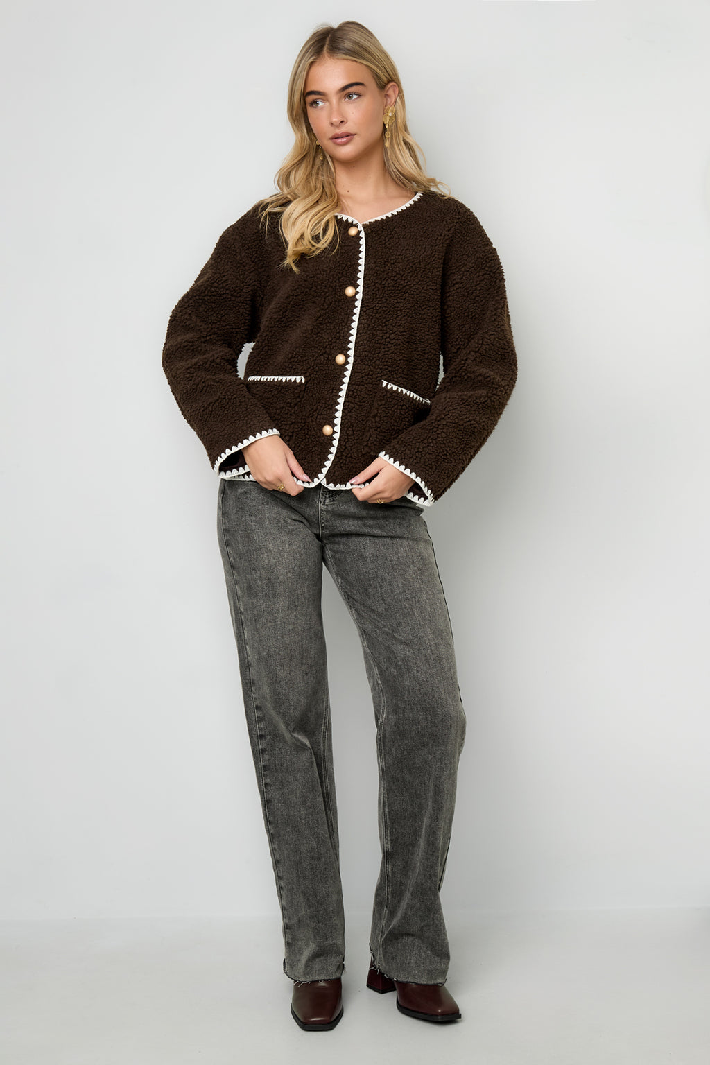 Woven Polyester Fiber Damenjacke Casual Herbst/Winter Color Clash