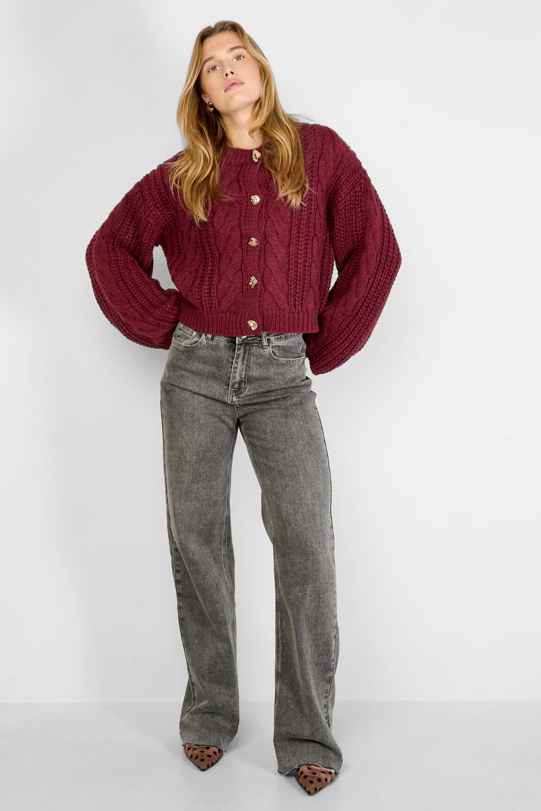 Gestrickte Polyesterfaser Damen-Cardigan Herbst/Winter Elegante Einfarbige