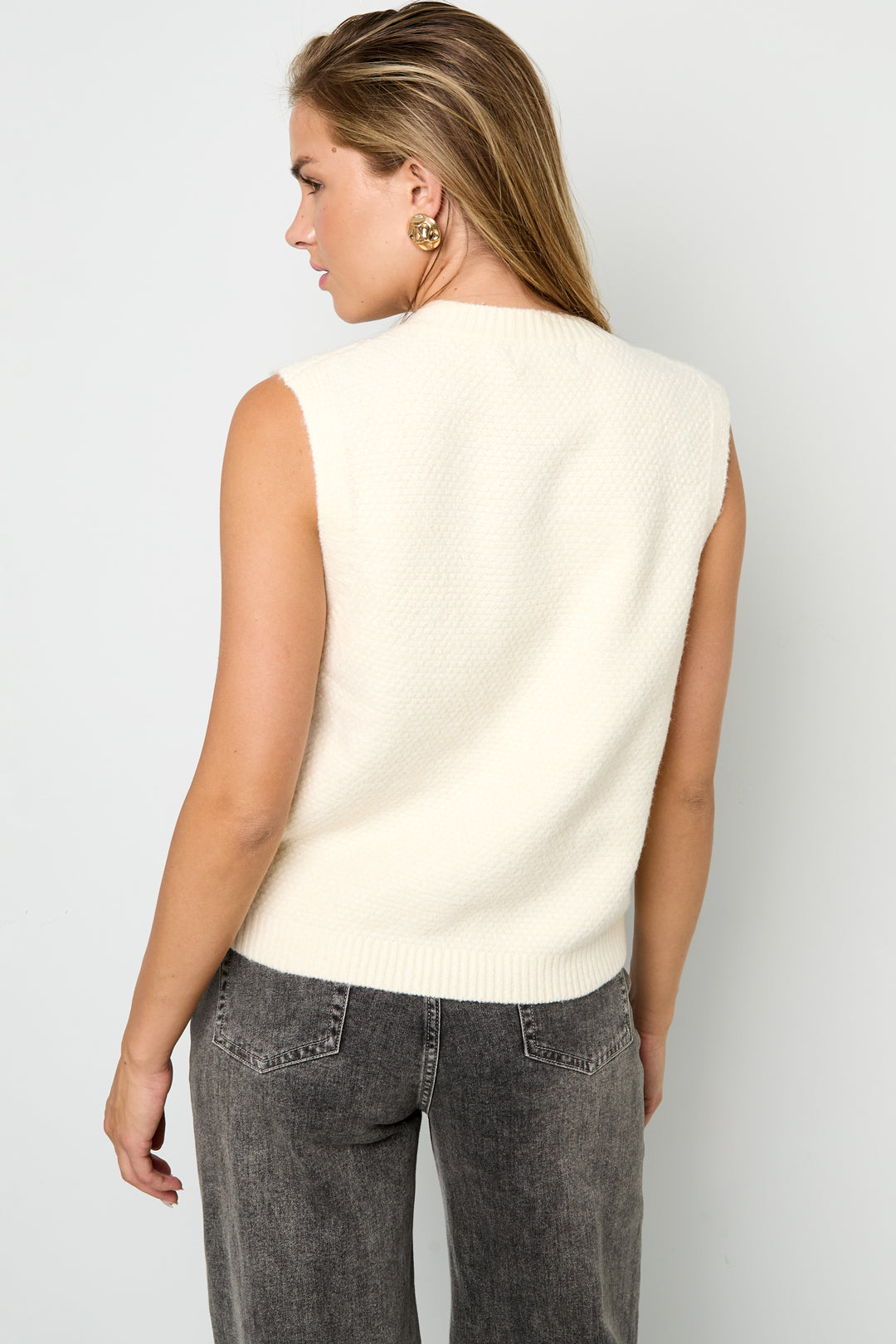 Gestrickte Polyesterfaser Damen Gestrickte Weste Casual Einfarbig