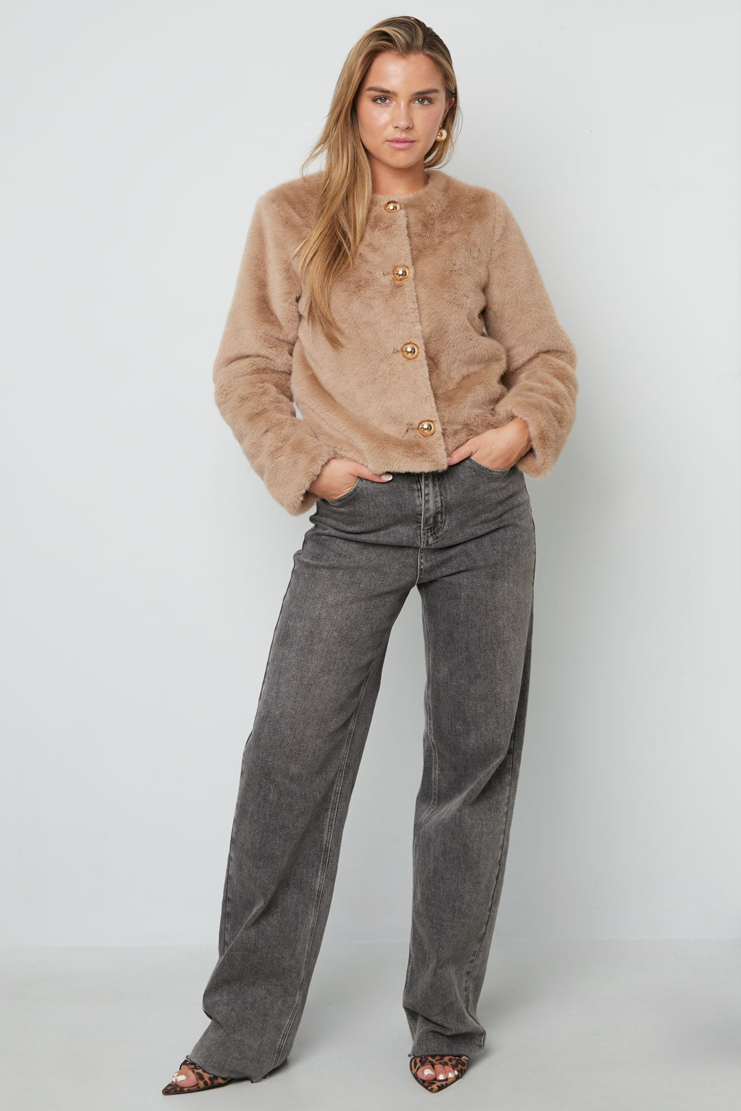 Woven Polyester Fiber Damenjacke Elegant Solid Color Fall/Winter