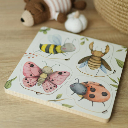 Lebenszyklus der Insekten Holzpuzzle Montessori Lernspielzeug
