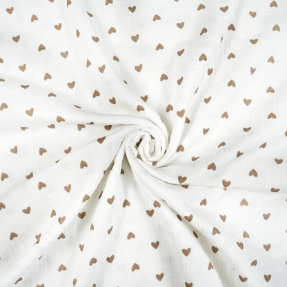 Babynestchen Musselin Herzen braun – Weicher mitwachsender Baby-Kokon