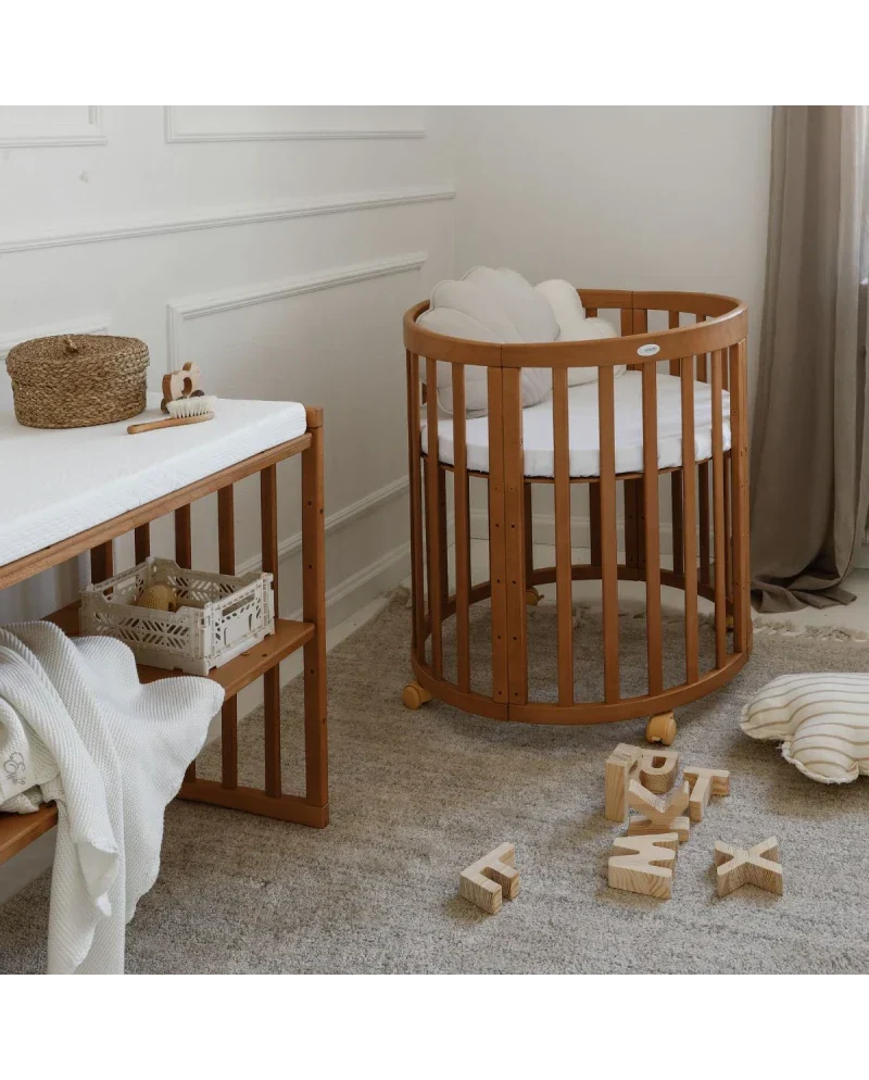 Babybett 7-in-1 – Ein Bett für viele Jahre - mitwachsend | Ovale Form