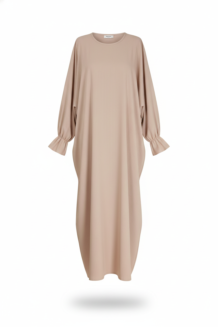 MARIZA Maxi Kleid kurz in beige