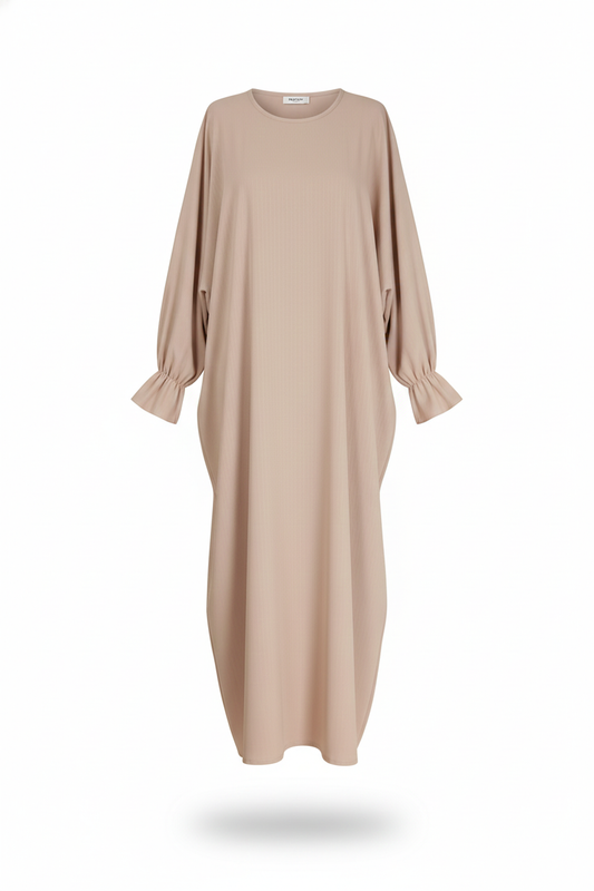 MARIZA Maxi Kleid kurz in beige