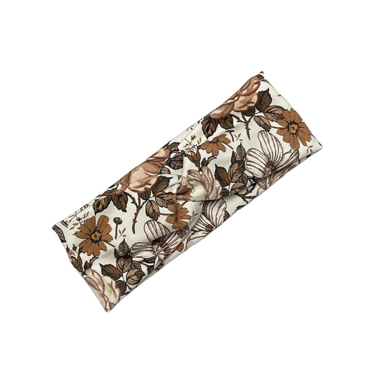 Haarband 'Alesia' in creme und braunem floralen Muster