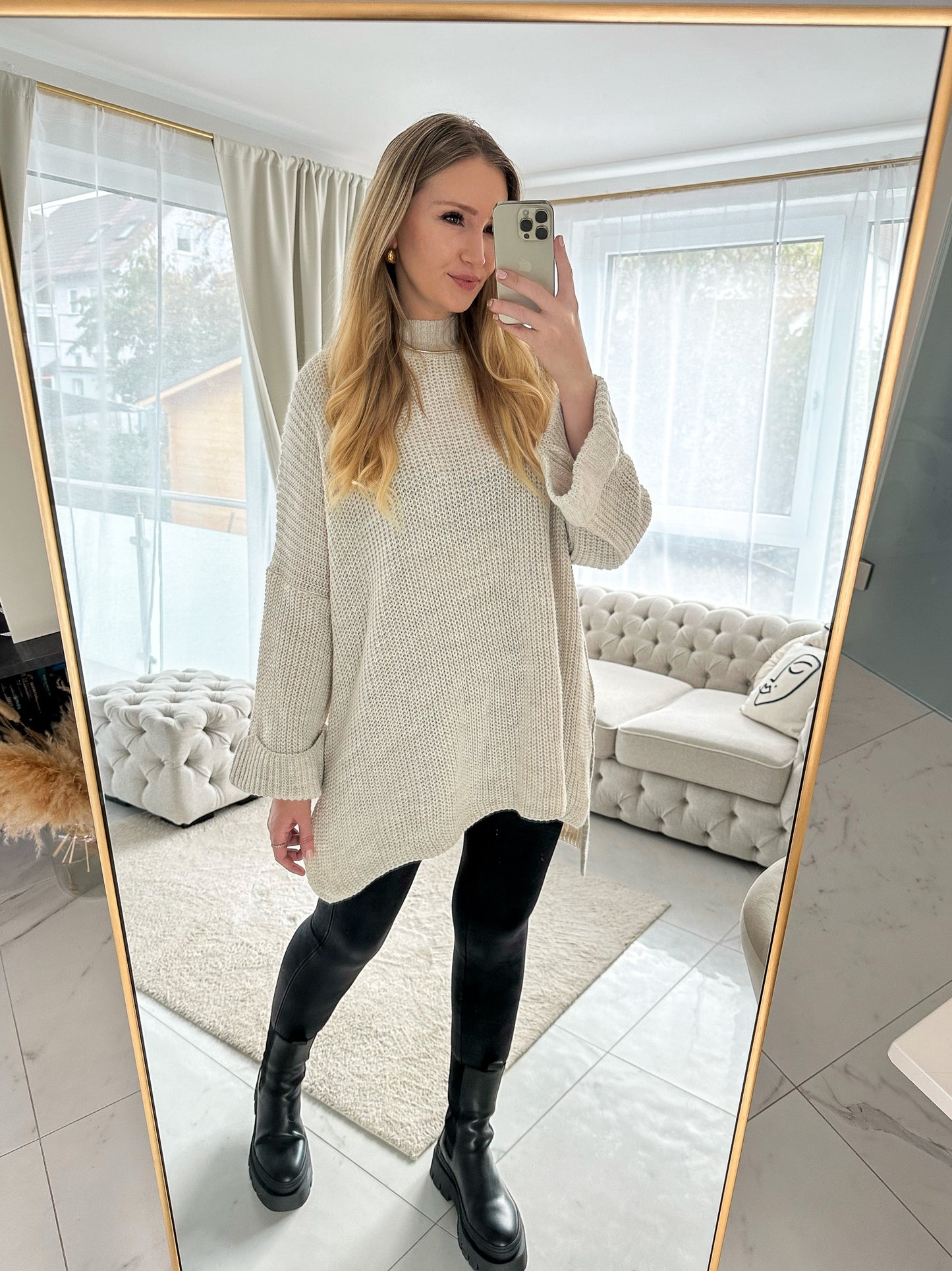 ZOELLA Long Pullover mit Seiten-Schlitz in creme