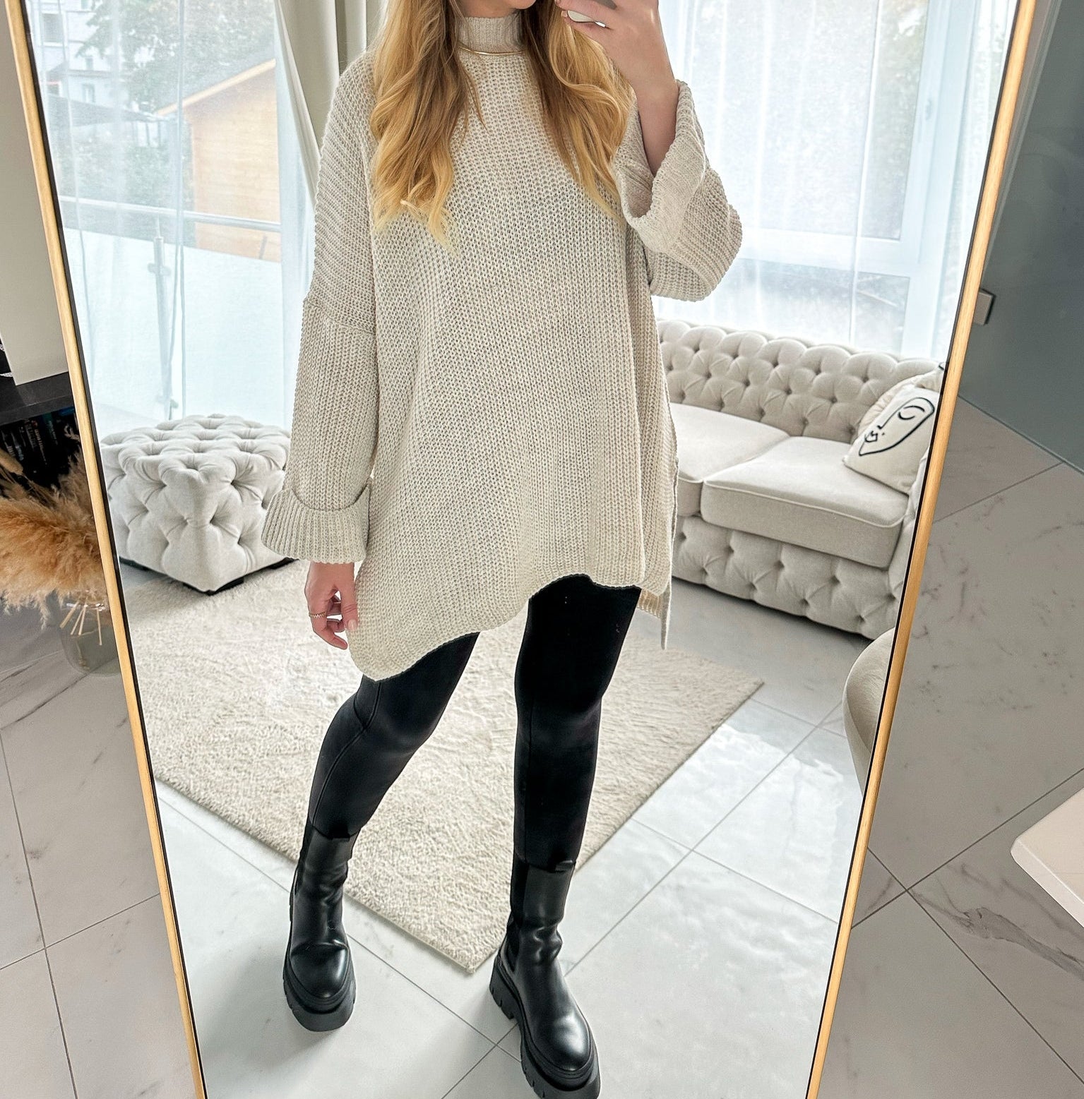 ZOELLA Long Pullover mit Seiten-Schlitz in creme
