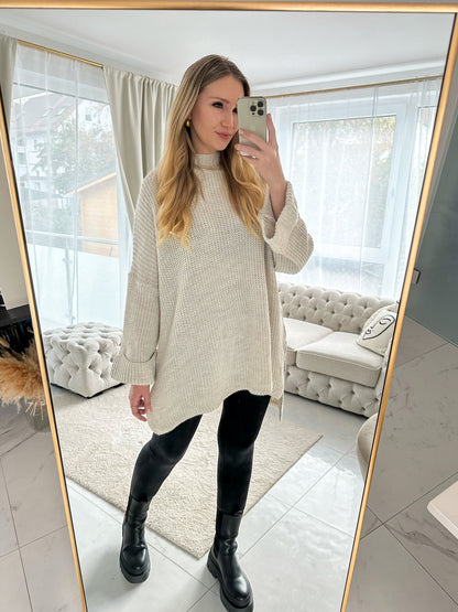 ZOELLA Long Pullover mit Seiten-Schlitz in creme