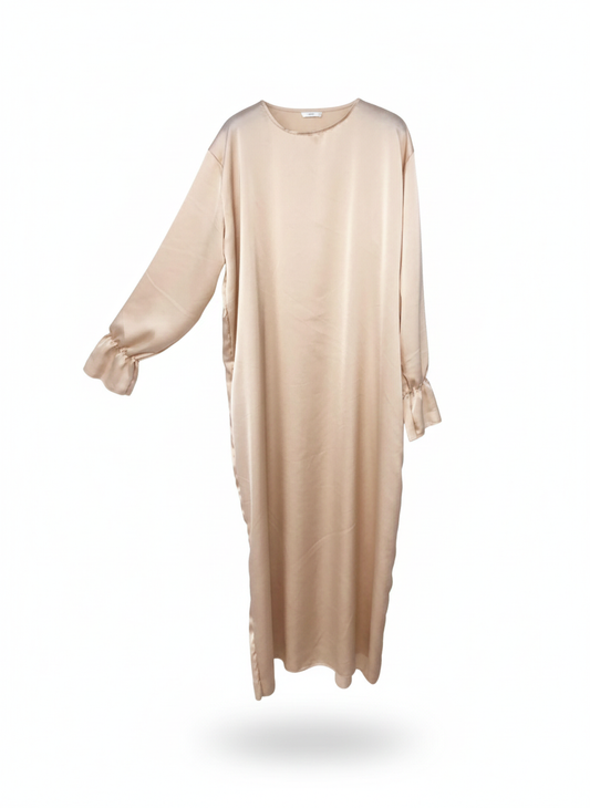 ASATA Maxi Kleid kurz in satin beige
