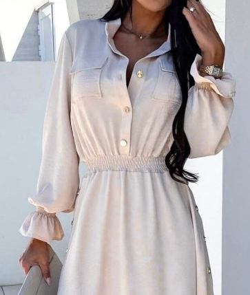 LIANA Langes Kleid in beige