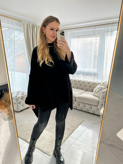 ZOELLA Long Pullover mit Seiten-Schlitz in schwarz