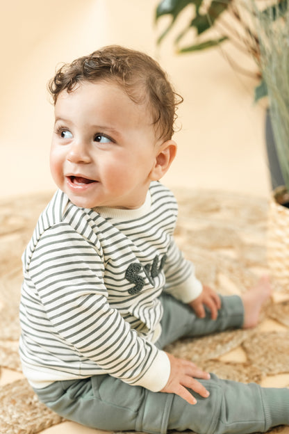 ALTAN Langarmshirt in creme mit grünen Streifen