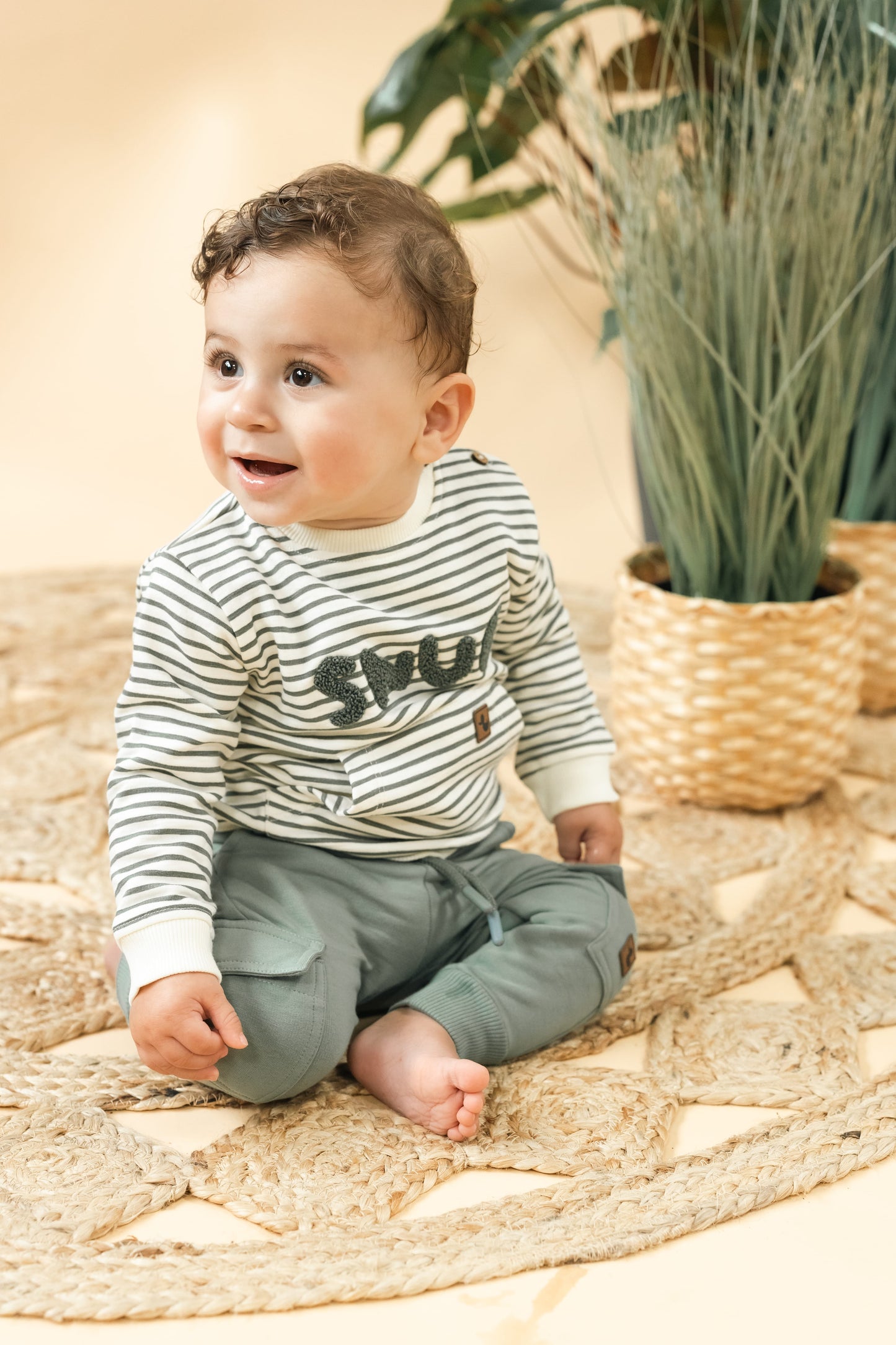 ALTAN Langarmshirt in creme mit grünen Streifen